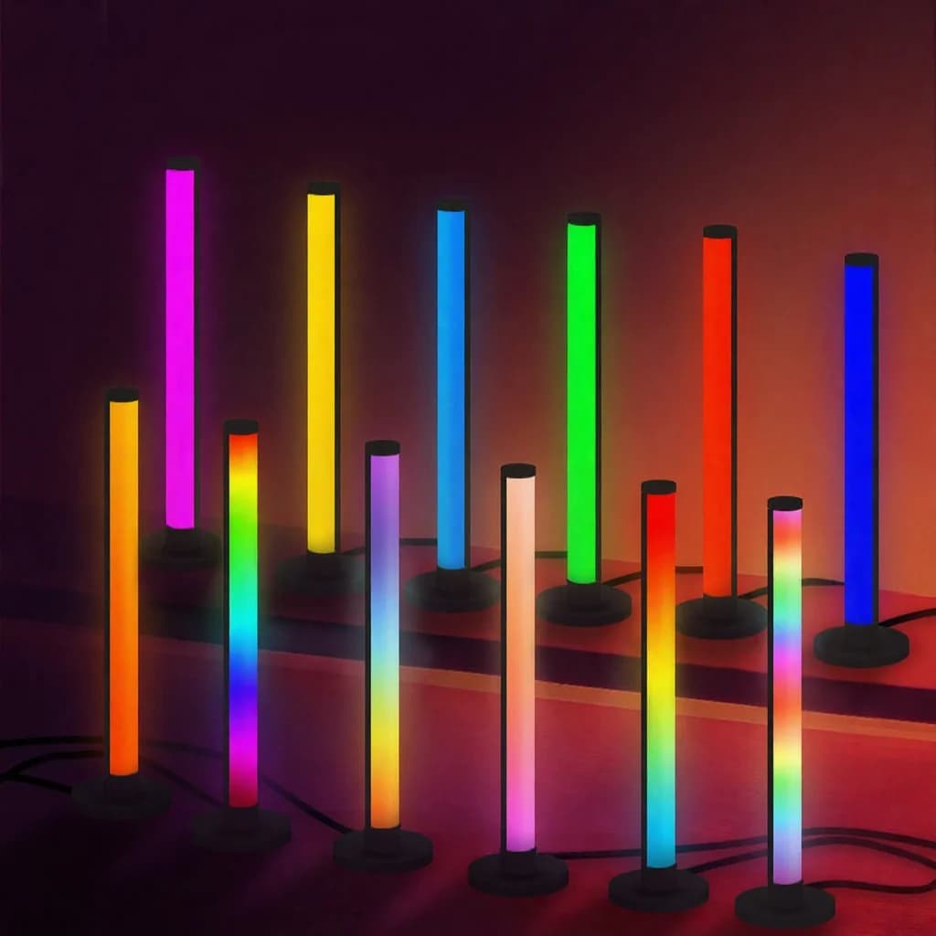 RGB LED-pöytälamppu ääniohjauksella ja sovelluksella