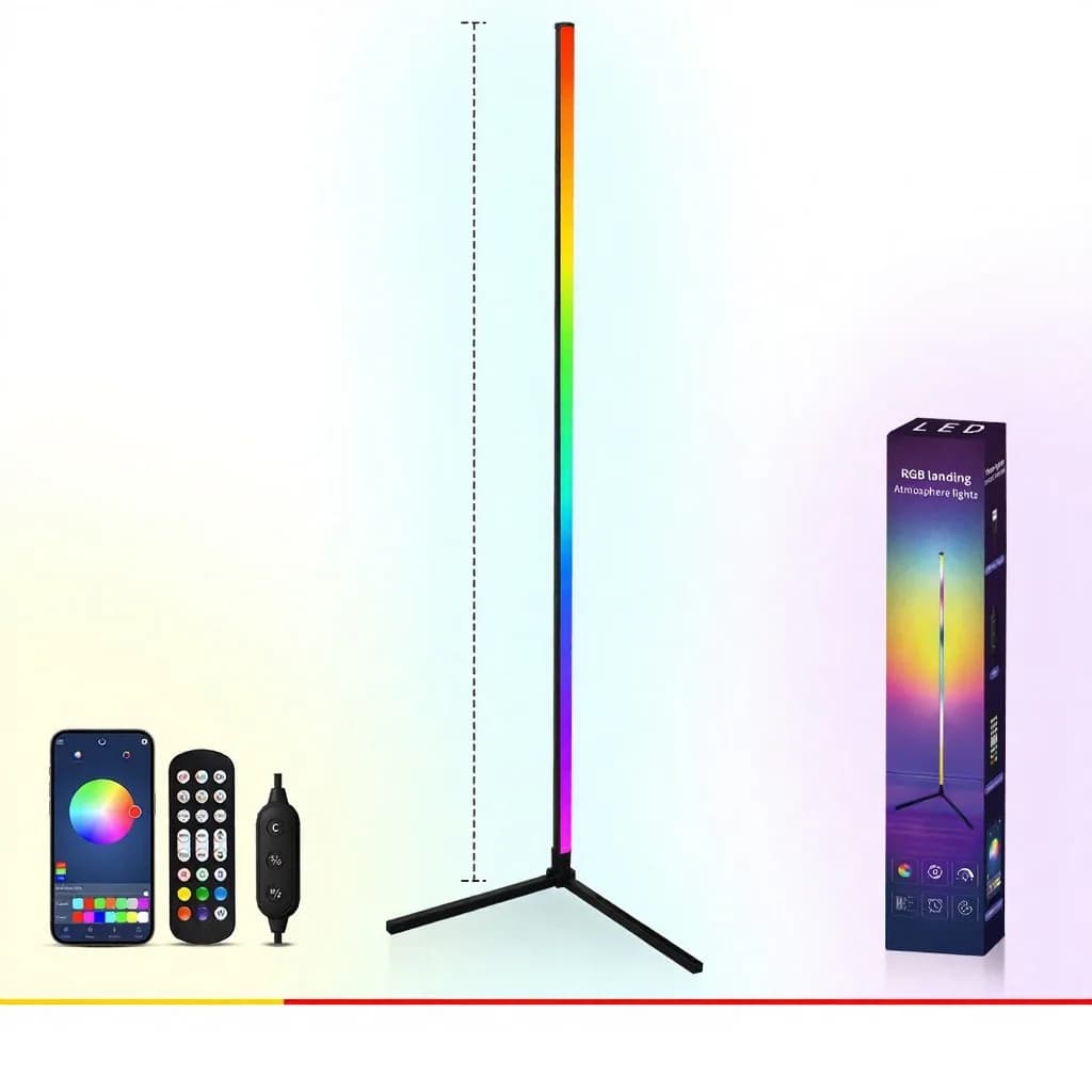 RGB-lattialamppu musiikkisynkronoinnilla, kauko- ja sovellusohjauksella