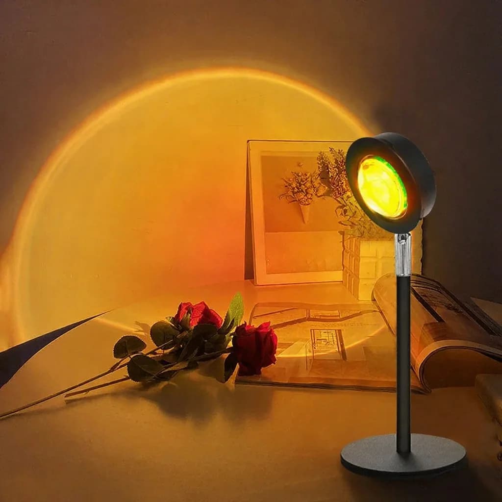 USB-auringonlasku-projektorilamppu, RGB-tunnelmavalo pöytäkoristeeksi