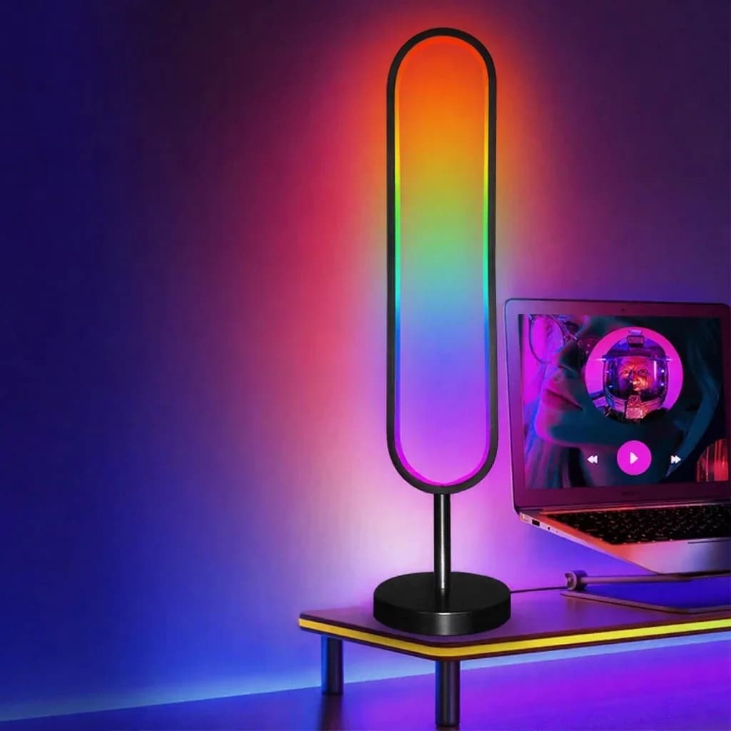 U:n muotoinen RGB-lattiavalaisin äänireaktiivisella valolla ja sovellusohjauksella