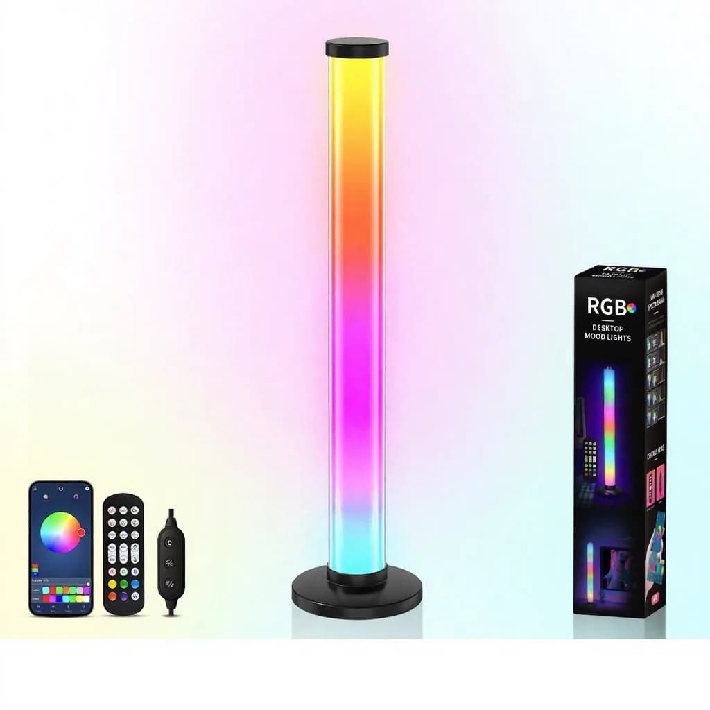 360 asteen RGB-äänireaktiivinen tunnelmavalo USB-pöytälamppu