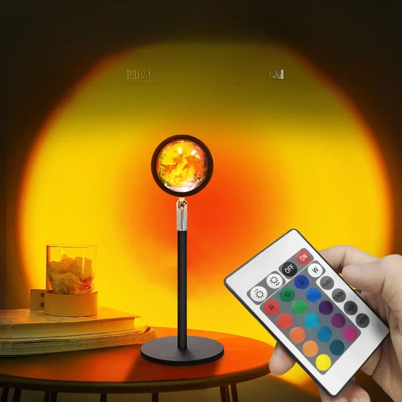 USB-auringonlasku-projektorilamppu, RGB-tunnelmavalo pöytäkoristeeksi