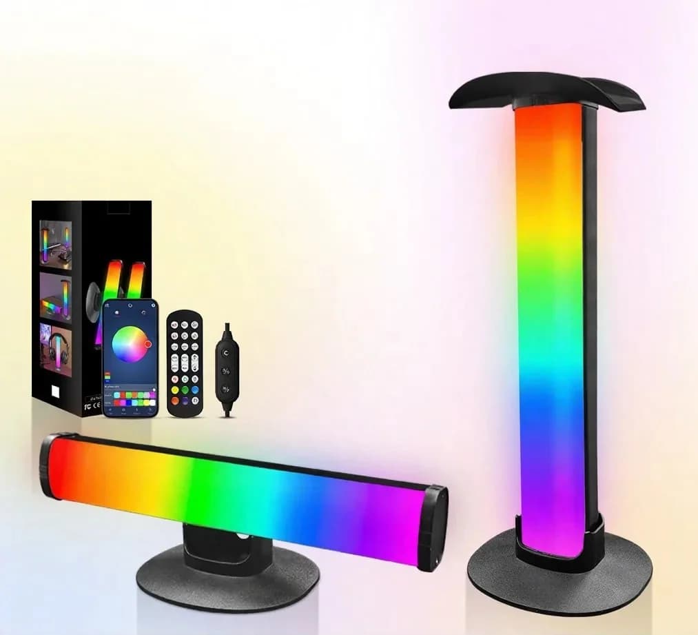 RGB-pelitunnelmavalo kuuloketelineellä ja äänisynkronoinnilla