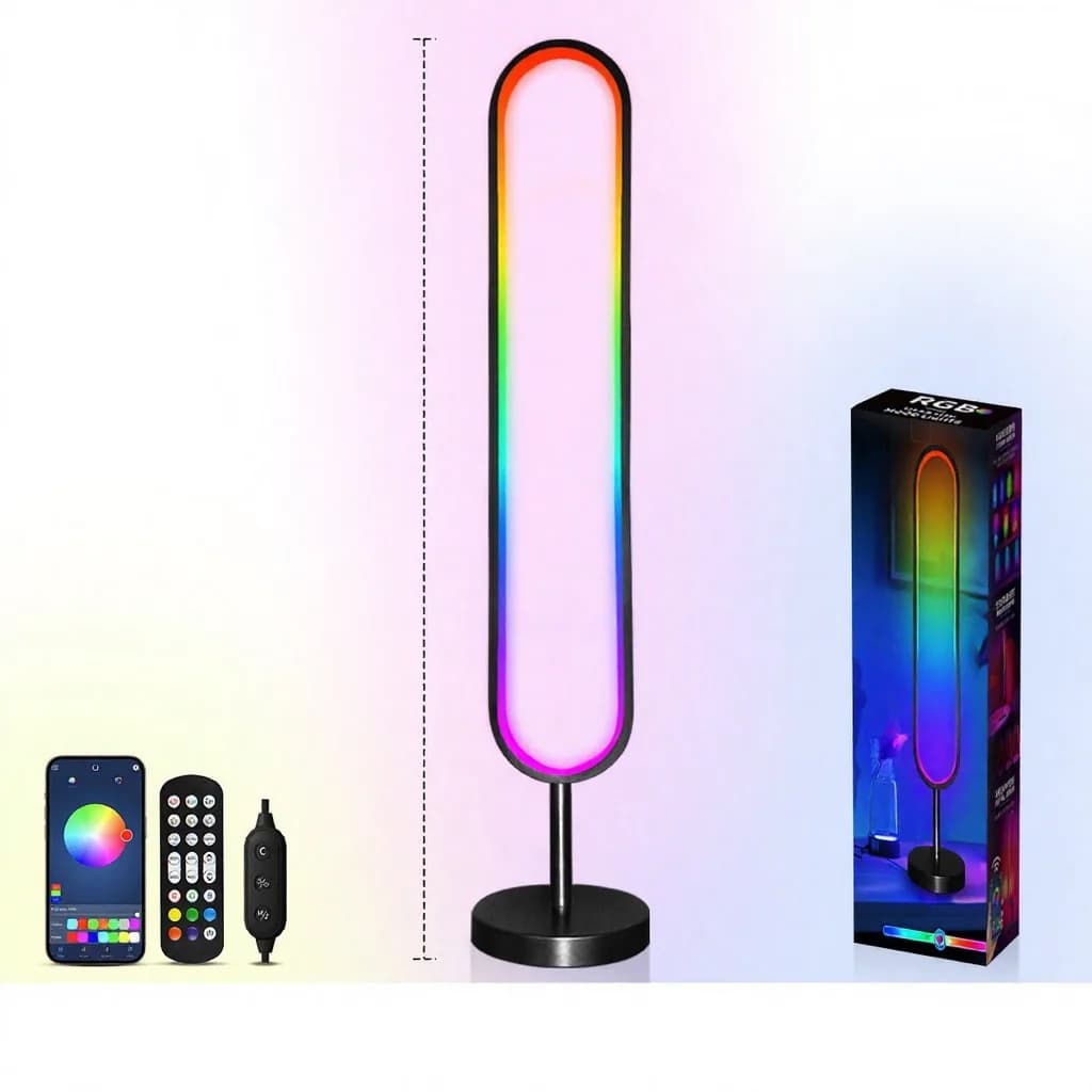 U:n muotoinen RGB-lattiavalaisin äänireaktiivisella valolla ja sovellusohjauksella