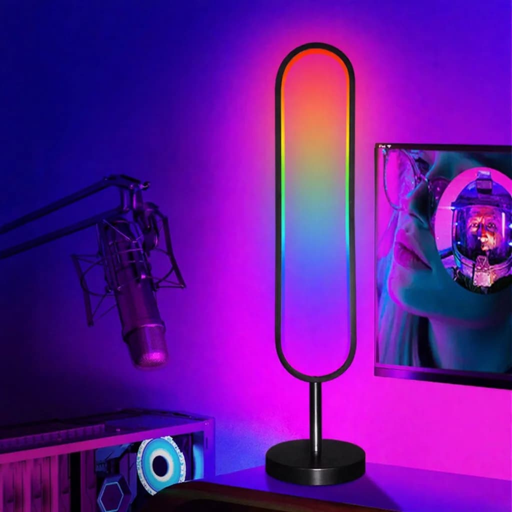 U:n muotoinen RGB-lattiavalaisin äänireaktiivisella valolla ja sovellusohjauksella