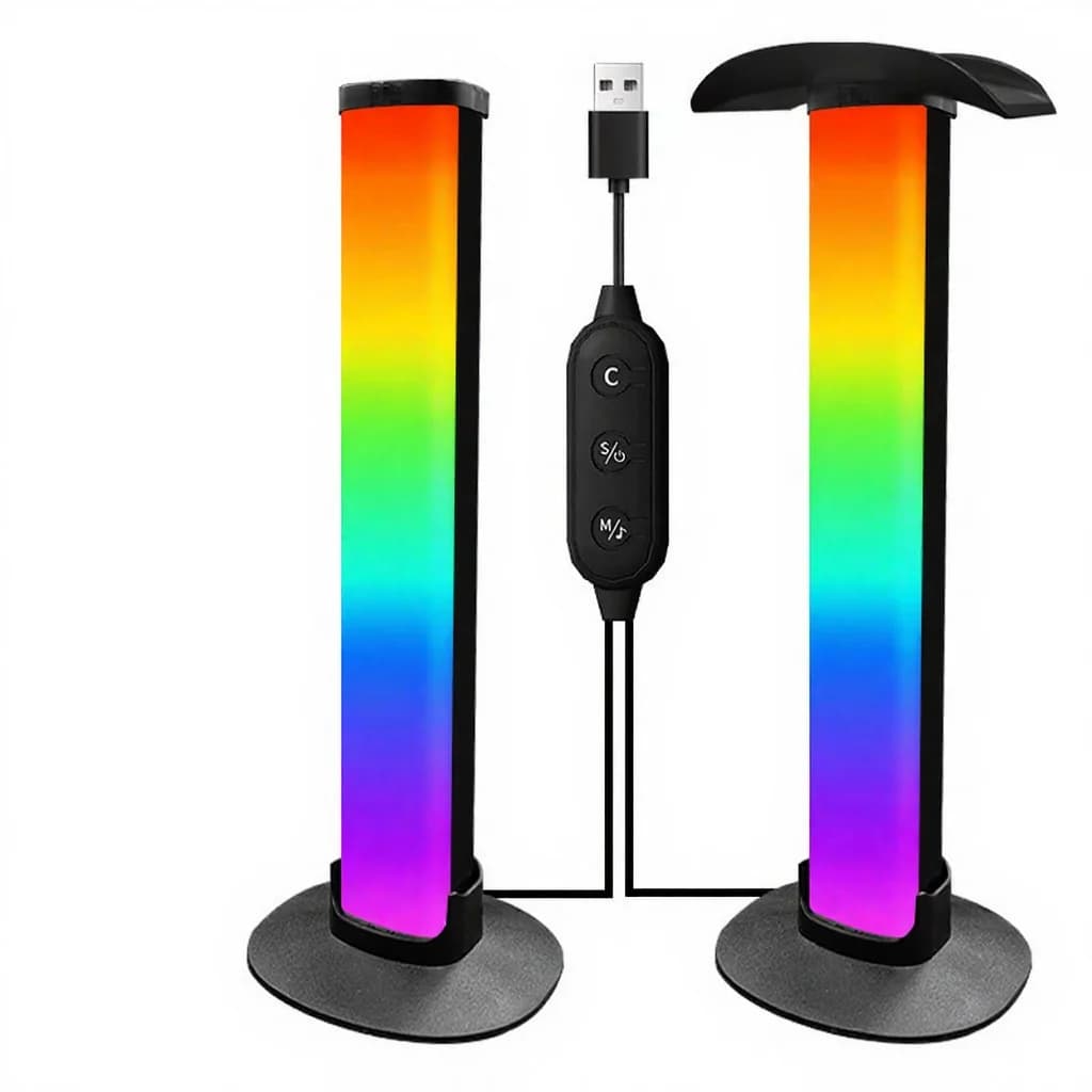 RGB-pelitunnelmavalo kuuloketelineellä ja äänisynkronoinnilla