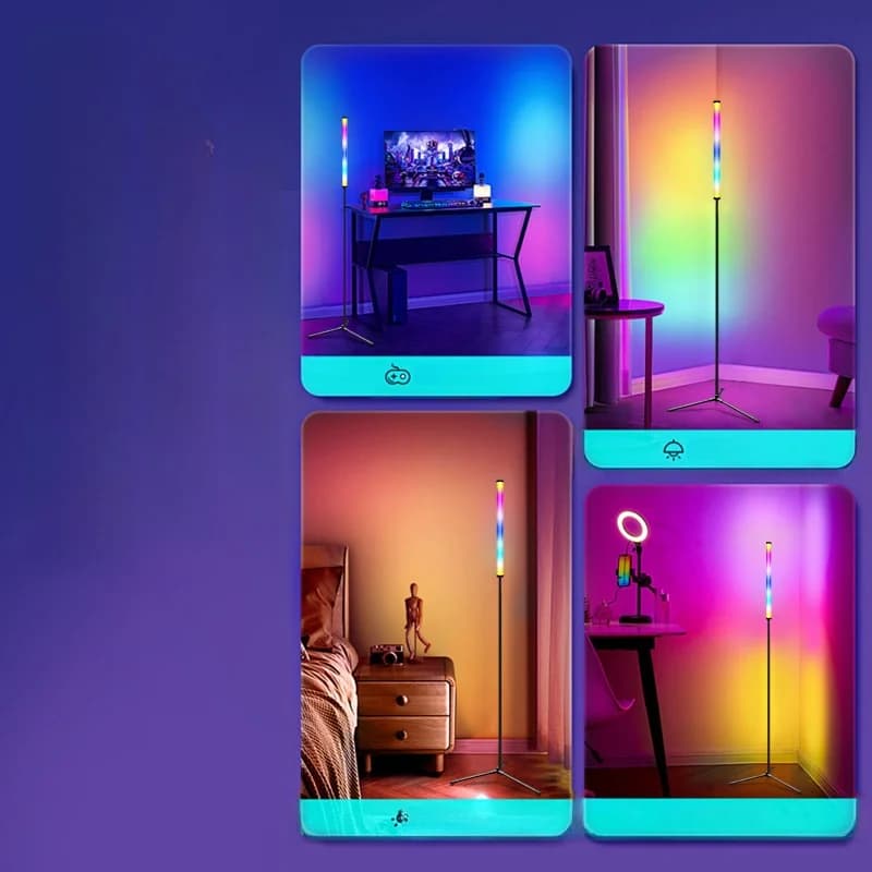RGB-värinvaihtolattiavalaisin musiikkisynkronoinnilla ja sovellusohjauksella