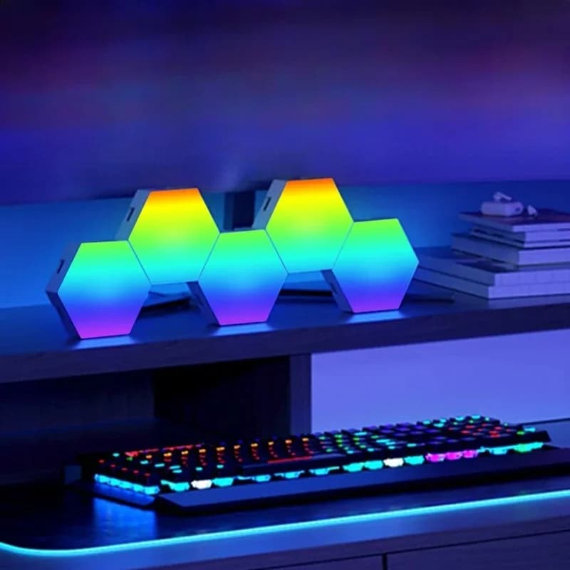 RGB-kuusikulmaiset äänireaktiiviset valopaneelit sovellusohjauksella
