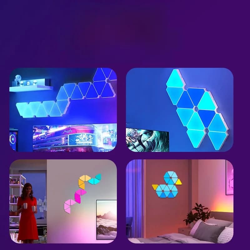 Kolmion muotoinen älykäs LED-seinävalosetti RGB-ambienttivalaistuksella
