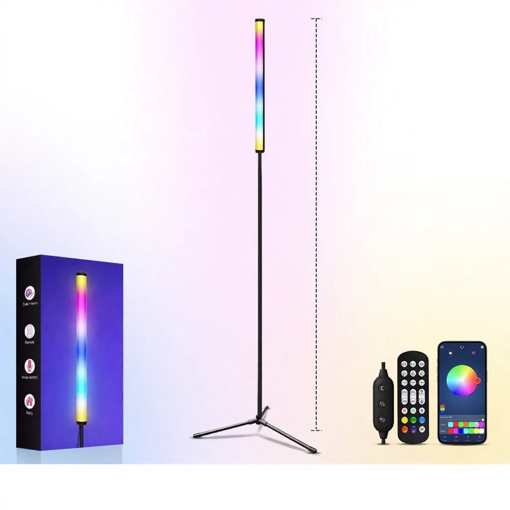 RGB-värinvaihtolattiavalaisin musiikkisynkronoinnilla ja sovellusohjauksella
