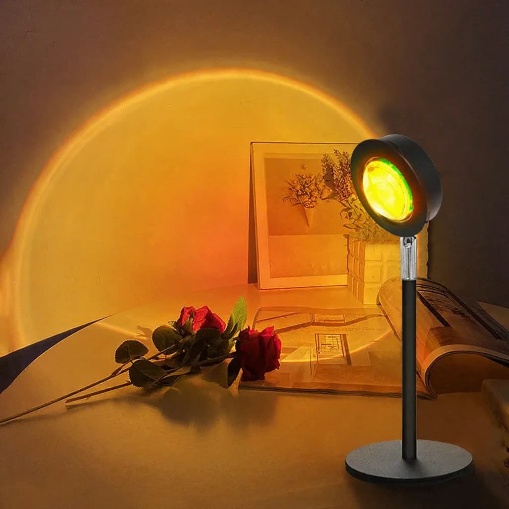 USB-auringonlasku-projektorilamppu, RGB-tunnelmavalo pöytäkoristeeksi