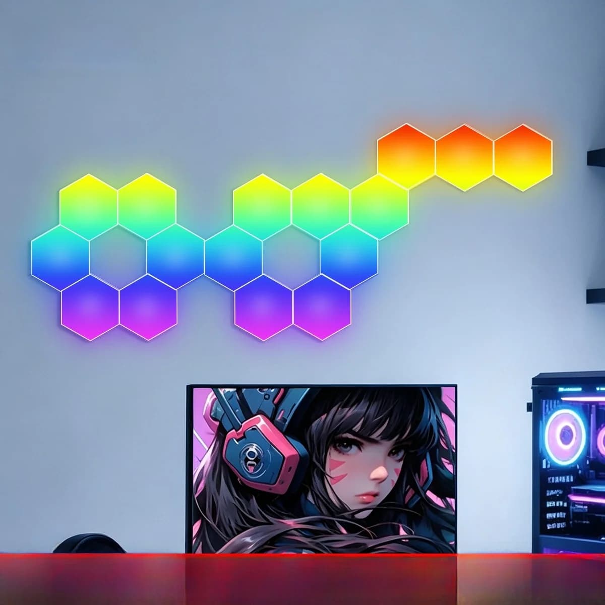 RGB-kuusikulmaiset äänireaktiiviset valopaneelit sovellusohjauksella