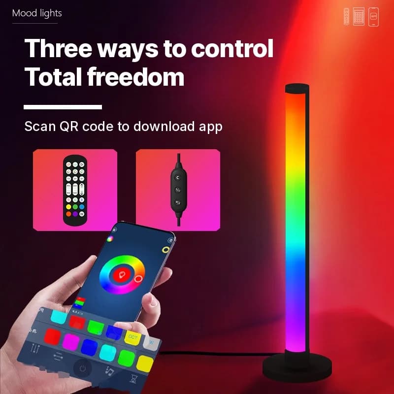 RGB LED-pöytälamppu ääniohjauksella ja sovelluksella