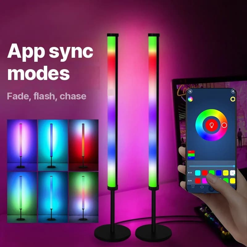 RGB LED-pöytävalaisin musiikkisynkronoinnilla ja sovellusohjauksella