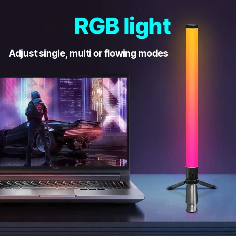 LED-kolmijalkainen pöytätunnelmavalo musiikkisynkronoinnilla ja RGB-tehosteilla