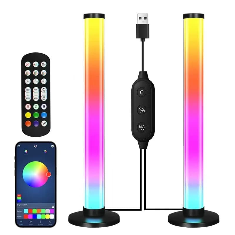 RGB LED-pöytälamppu ääniohjauksella ja sovelluksella