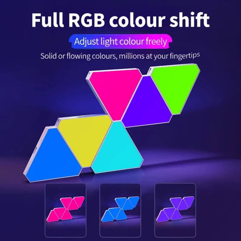 Kolmion muotoinen älykäs LED-seinävalosetti RGB-ambienttivalaistuksella