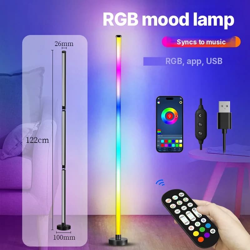 RGB-värinvaihtolattialamppu musiikkisynkronoinnilla ja sovellusohjauksella