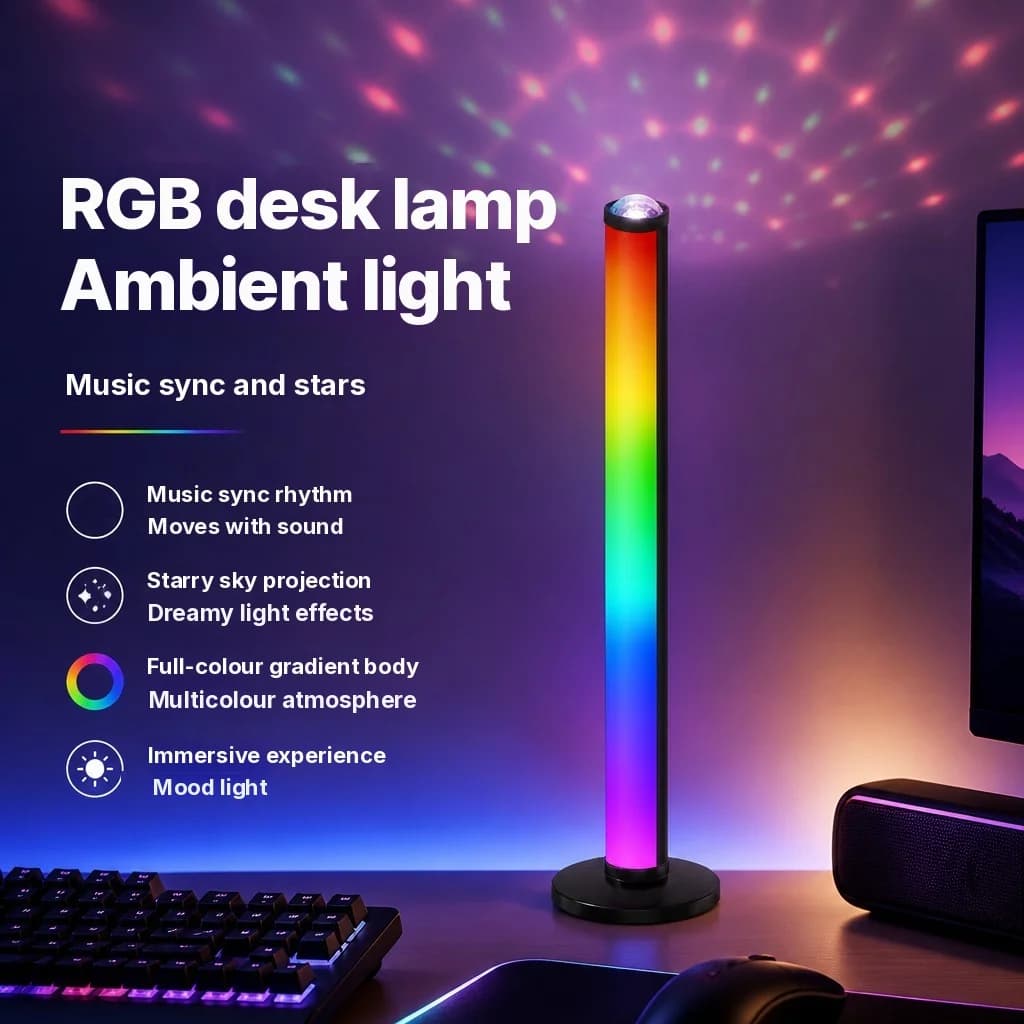 RGB-projektiotunnelmalamppu musiikkisynkronoinnilla ja kaukosäätimellä