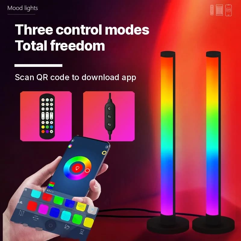 RGB LED-pöytälamppu ääniohjauksella ja sovelluksella
