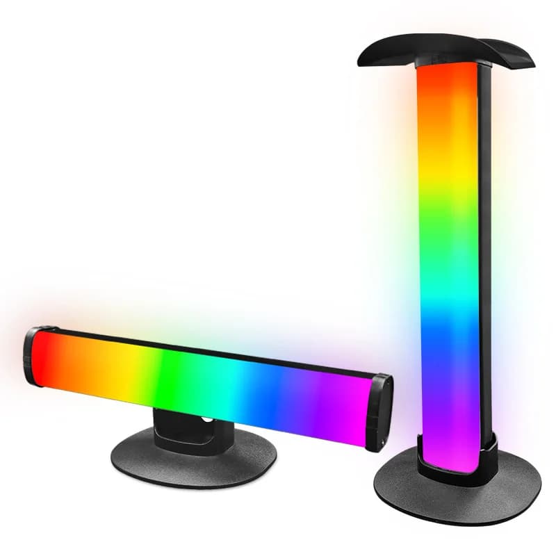 RGB-pelitunnelmavalo kuuloketelineellä ja äänisynkronoinnilla